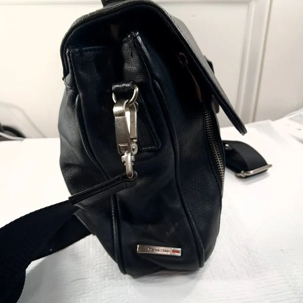Vintage Gianni Conti Briefcase black leather bag satchel Italy‎ document case